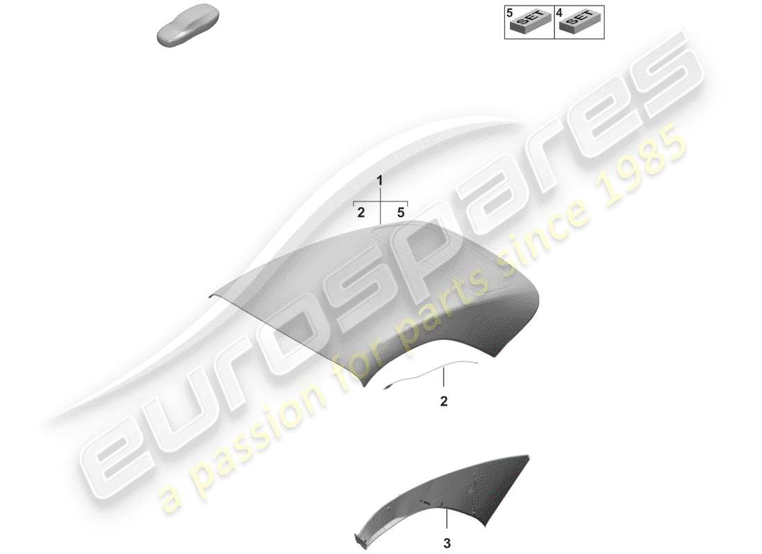 porsche 2019 (992-1) copertura della capote diagramma delle parti