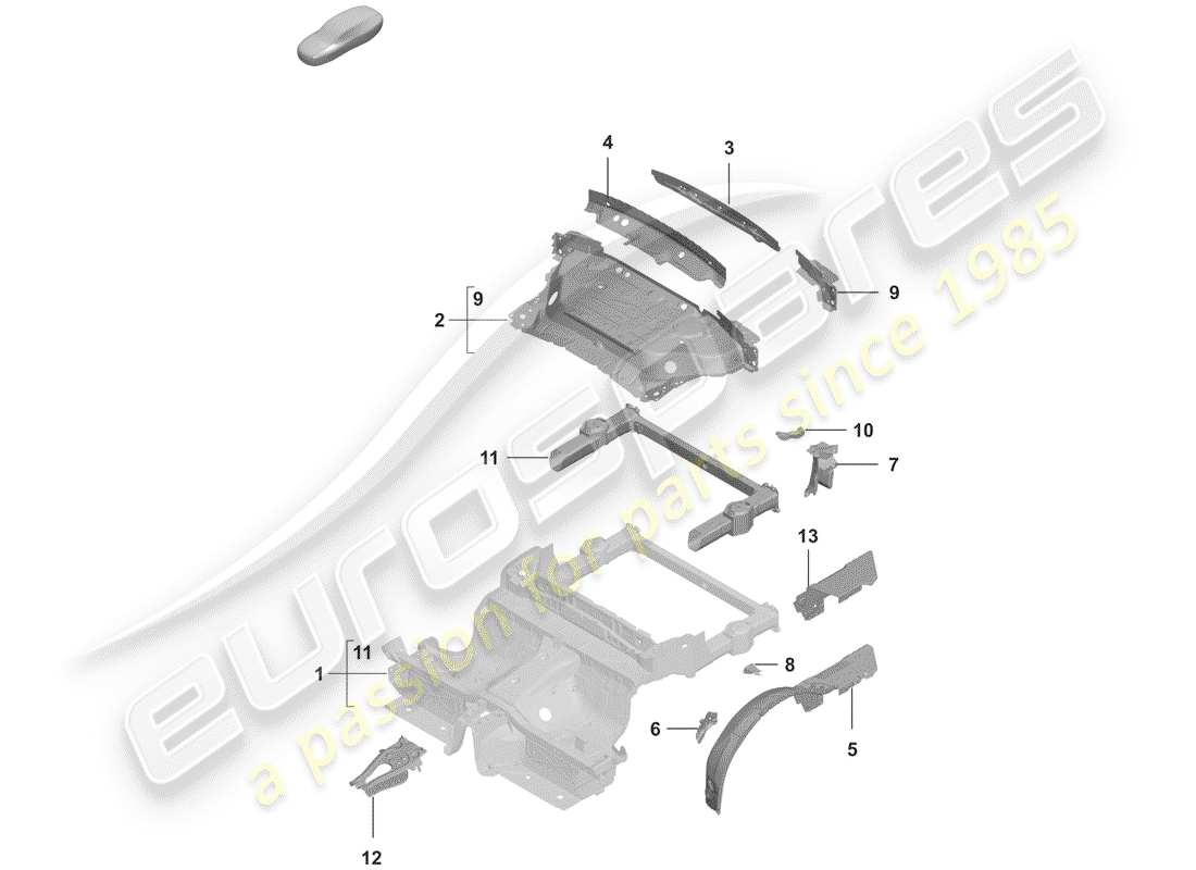 porsche 2019 (992-1) schema delle parti estremità posteriore