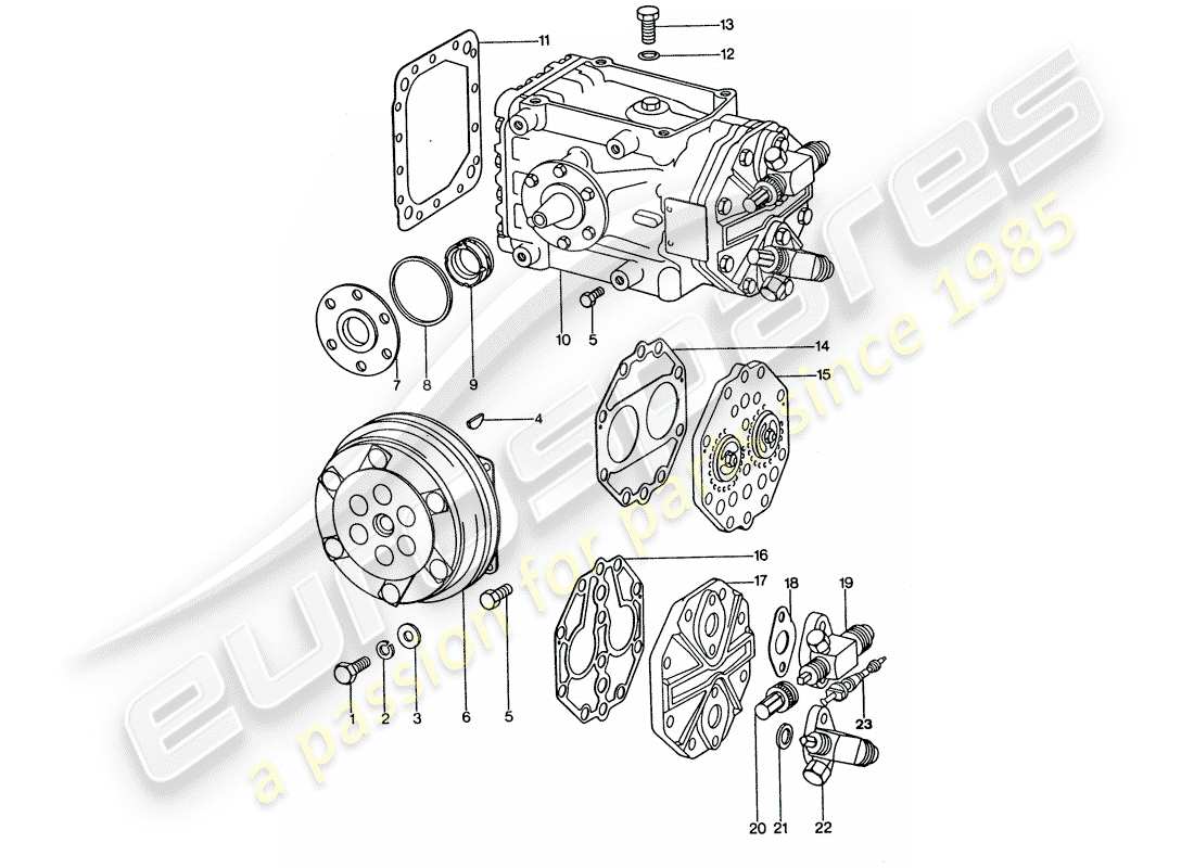 porsche 1975 (911 turbo) condizionatore - compressore diagramma delle parti