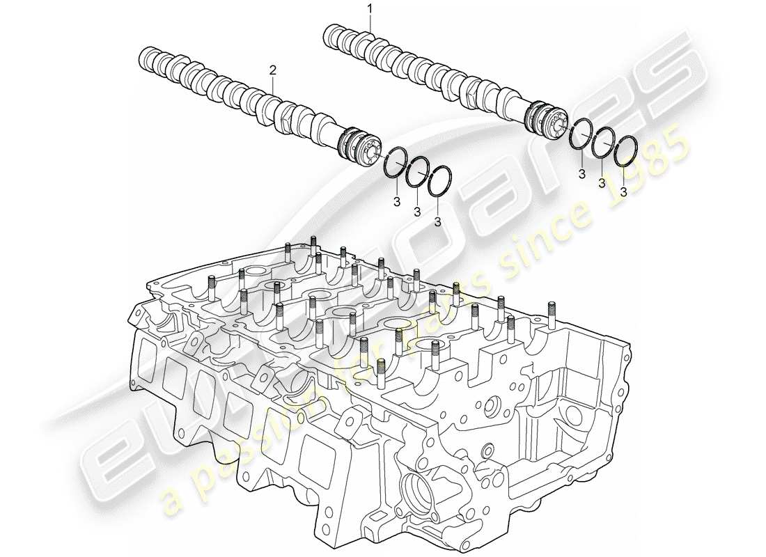 porsche 2009 (cayenne e1 9pa) albero a camme diagramma delle parti