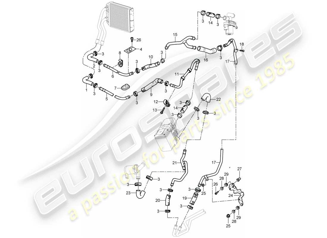 porsche 2003 (cayenne e1 9pa) aria condizionata/riscaldamento/aux. stufa diagramma delle parti