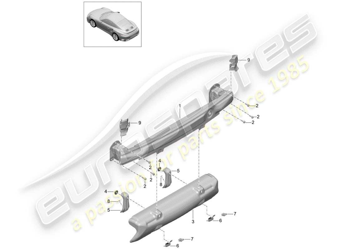 porsche 2016 (991-1 turbo) staffa paraurti diagramma delle parti
