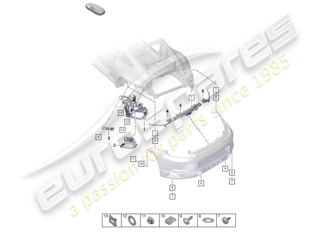 porsche 2019 (992-1) paraurti posteriore elementi di fissaggio 911 dakar diagramma delle parti
