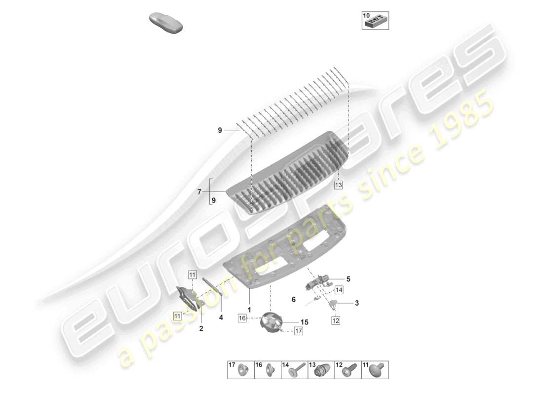porsche 2019 (992-1) pacchetto sport design per portellone posteriore/cofano bagagliaio diagramma delle parti
