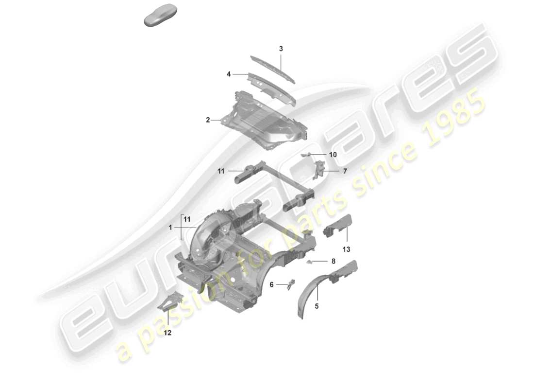 porsche 2019 (992-1) estremità posteriore diagramma delle parti