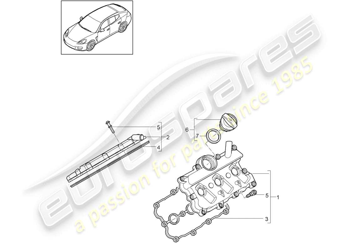 porsche 2010 (cayenne e1 9pa) coperchio valvola diagramma delle parti