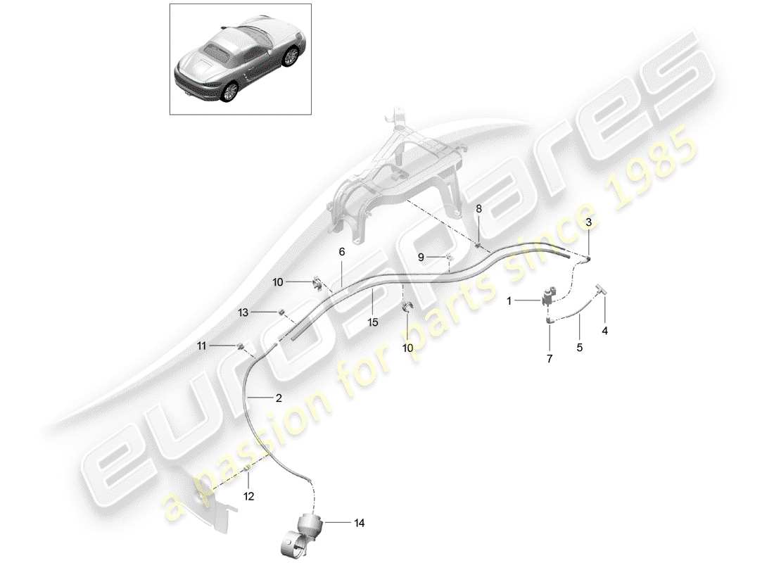 porsche 2018 (718 boxster) impianto di scarico diagramma delle parti