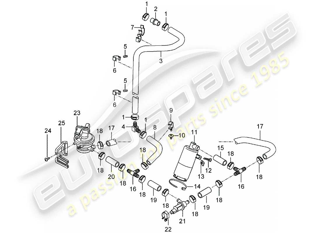 porsche 2004 (carrera gt) serbatoio per emissioni evaporative - filtro dell'aria schema delle parti