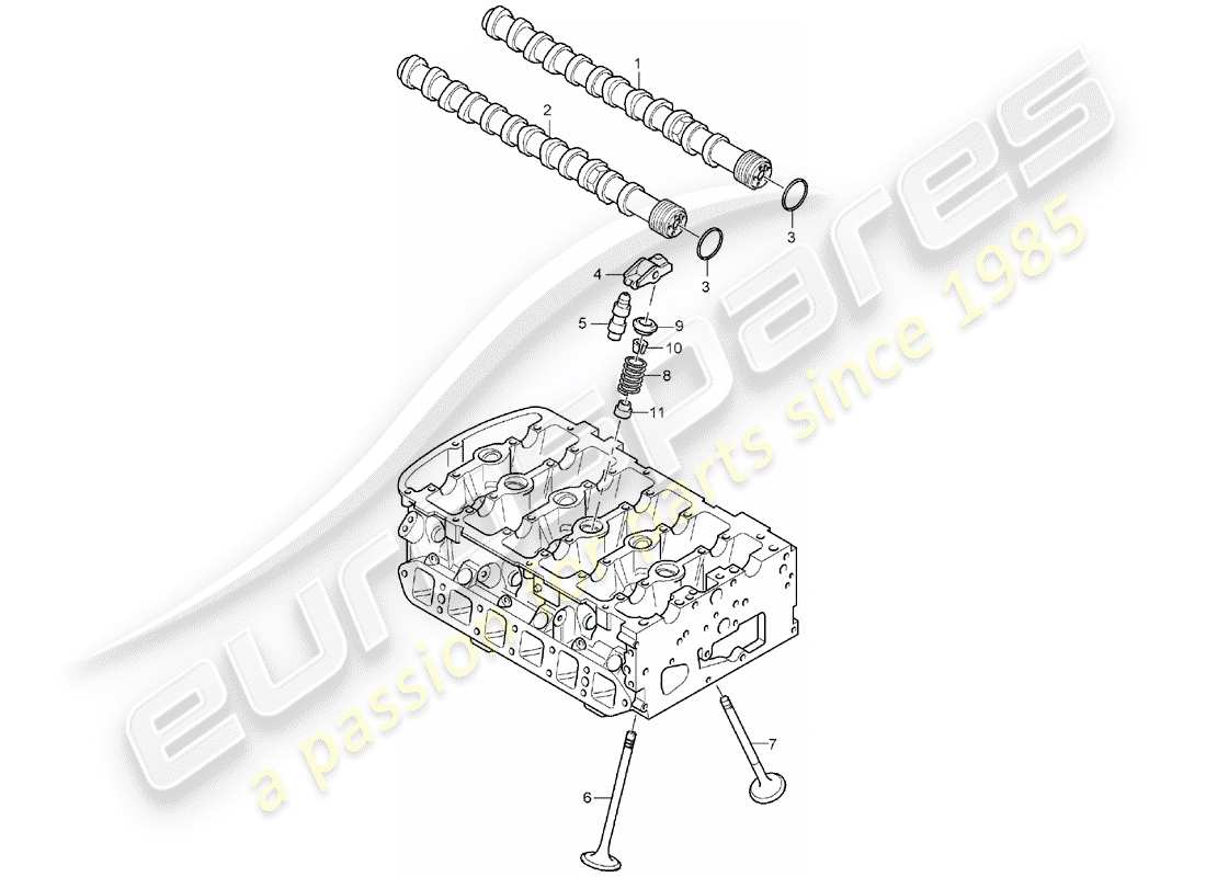 porsche 2003 (cayenne e1 9pa) albero a camme diagramma delle parti