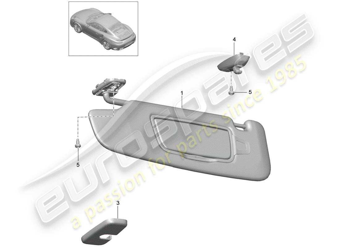 porsche 2017 (991-2 turbo) visiere da sole diagramma delle parti