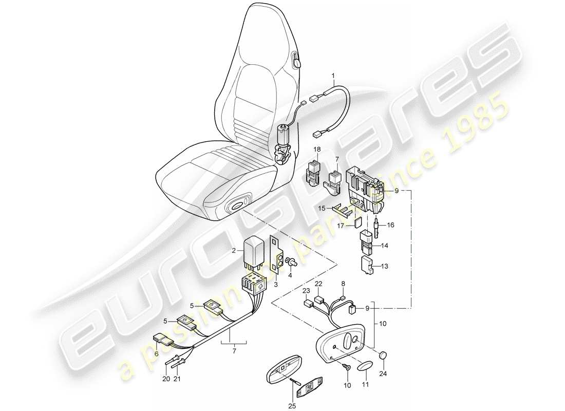porsche 2000 (986 boxster) cablaggi - interruttore - sedile comfort schema parte
