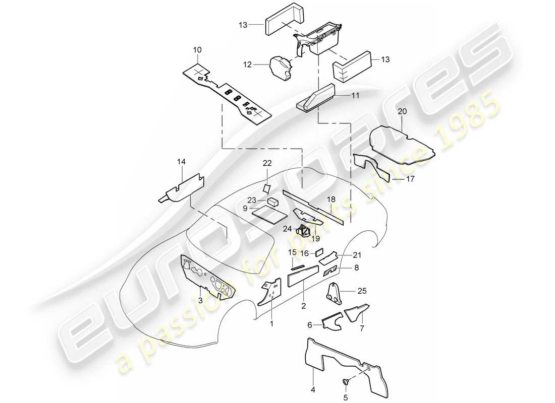 porsche 2007 (987 cayman) schema delle parti della carrozzeria