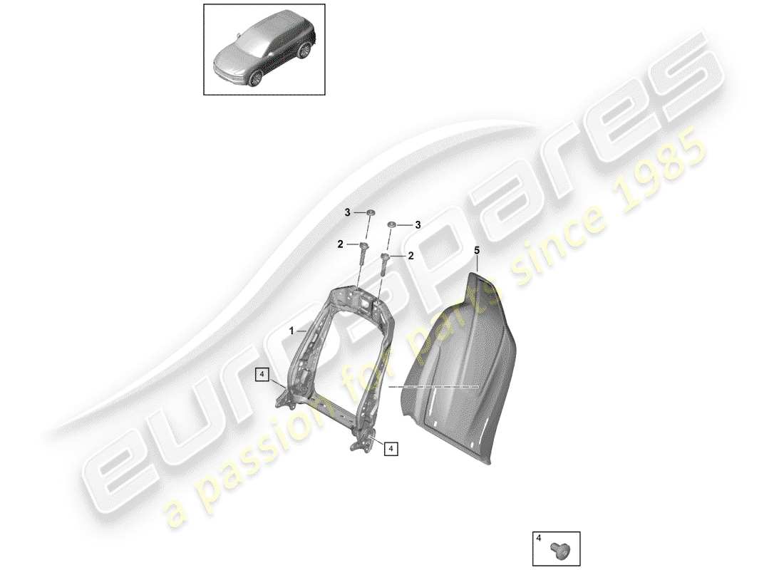 porsche 2020 (cayenne e3 9ya/9yb) schema delle parti telaio - schienale