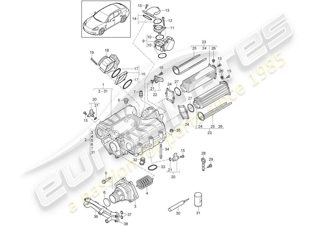 porsche 2010 (cayenne e1 9pa) compressore diagramma delle parti