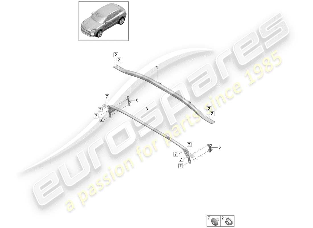 porsche 2020 (macan) diagramma delle parti del punto a cupola