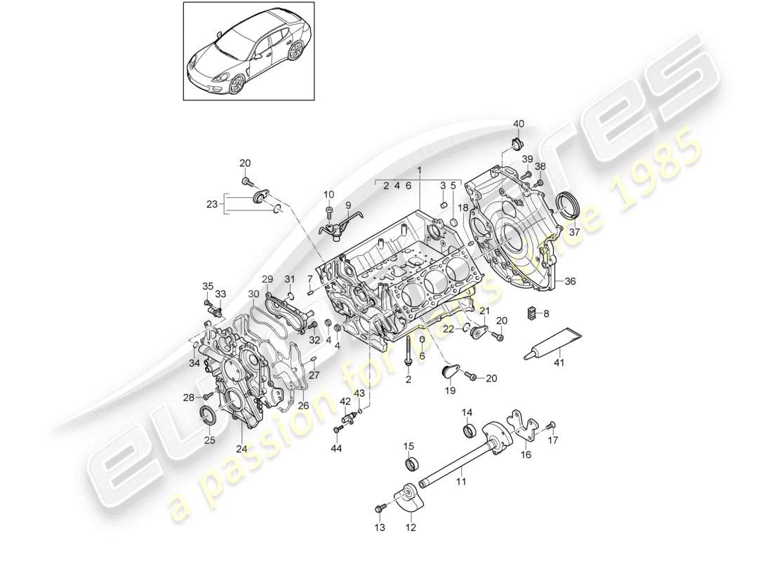 porsche 2010 (cayenne e1 9pa) carter motore parti singole diagramma delle parti