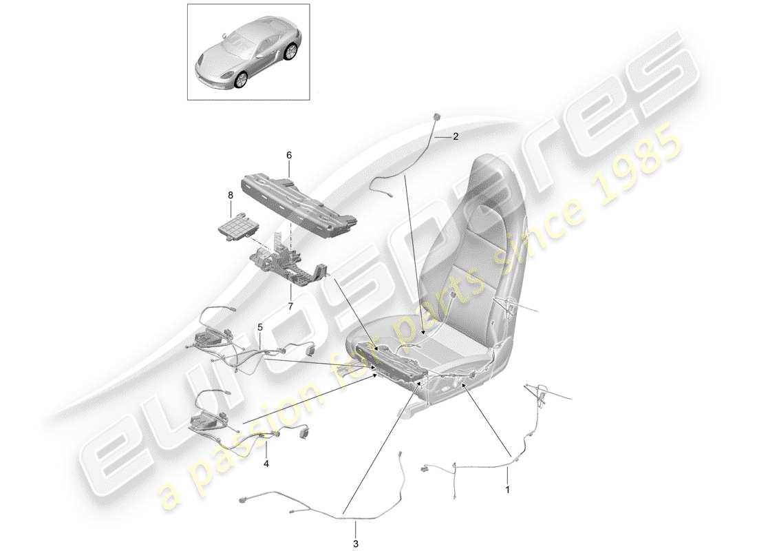 porsche 2019 (718 cayman) cablaggi diagramma delle parti