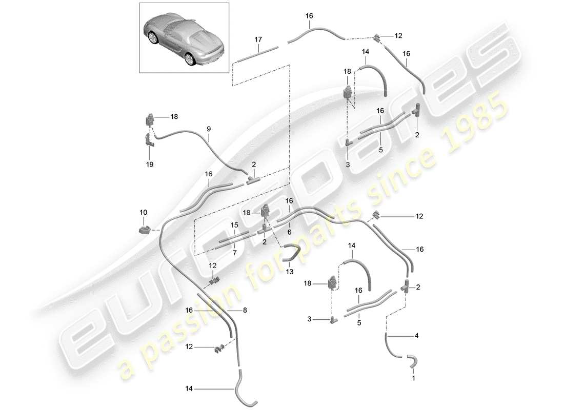 porsche 2016 (981 boxster spyder) sistema di vuoto diagramma delle parti