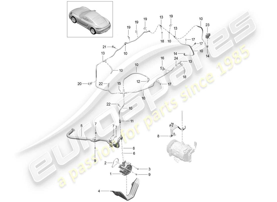 porsche 2017 (718 cayman) schema delle parti del sistema di vuoto