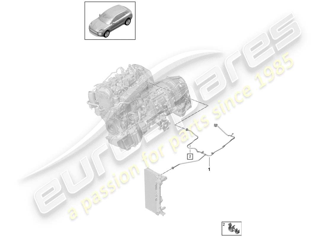 porsche 2019 (macan) raffreddamento ad acqua diagramma delle parti