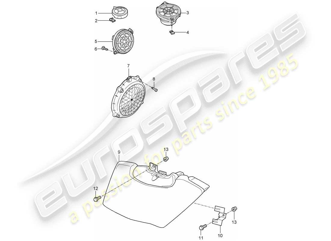 porsche 2007 (987 cayman) altoparlante schema delle parti