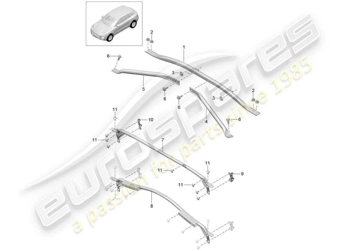 porsche 2017 (macan) supporto trasversale diagramma delle parti