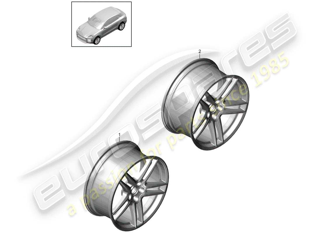porsche 2020 (macan) diagramma delle parti del cerchio in lega