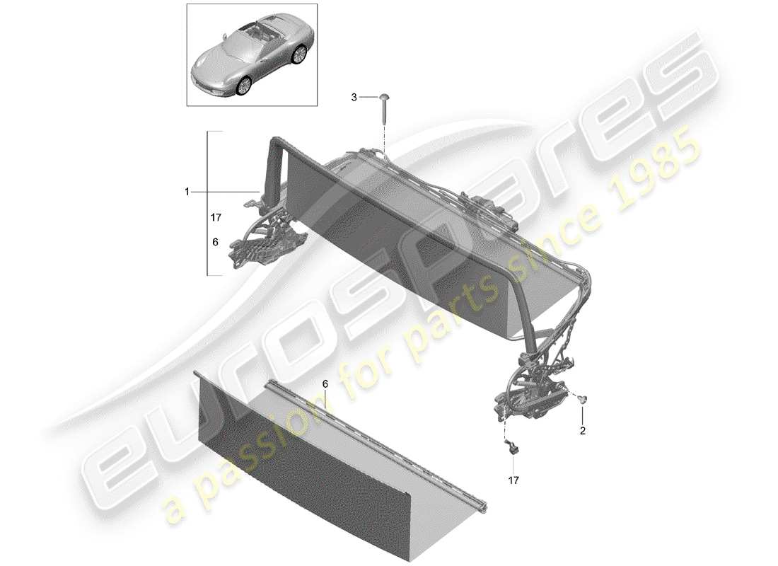 porsche 2012 (991-1) parabrezza diagramma delle parti