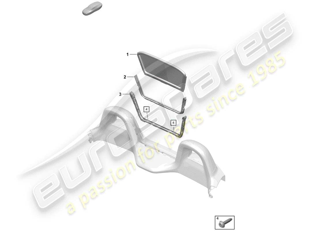 porsche 2019 (718 boxster spyder) schema delle parti del parabrezza