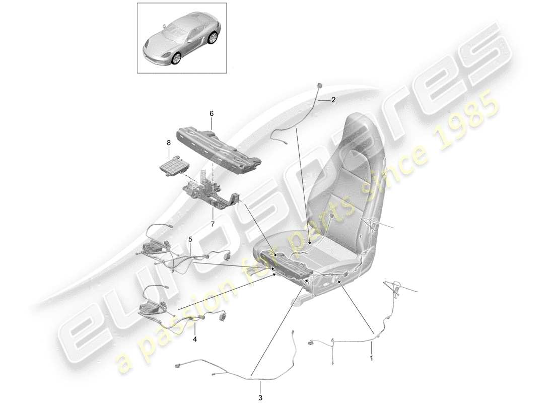 porsche 718 cayman (2020) cablaggi diagramma delle parti