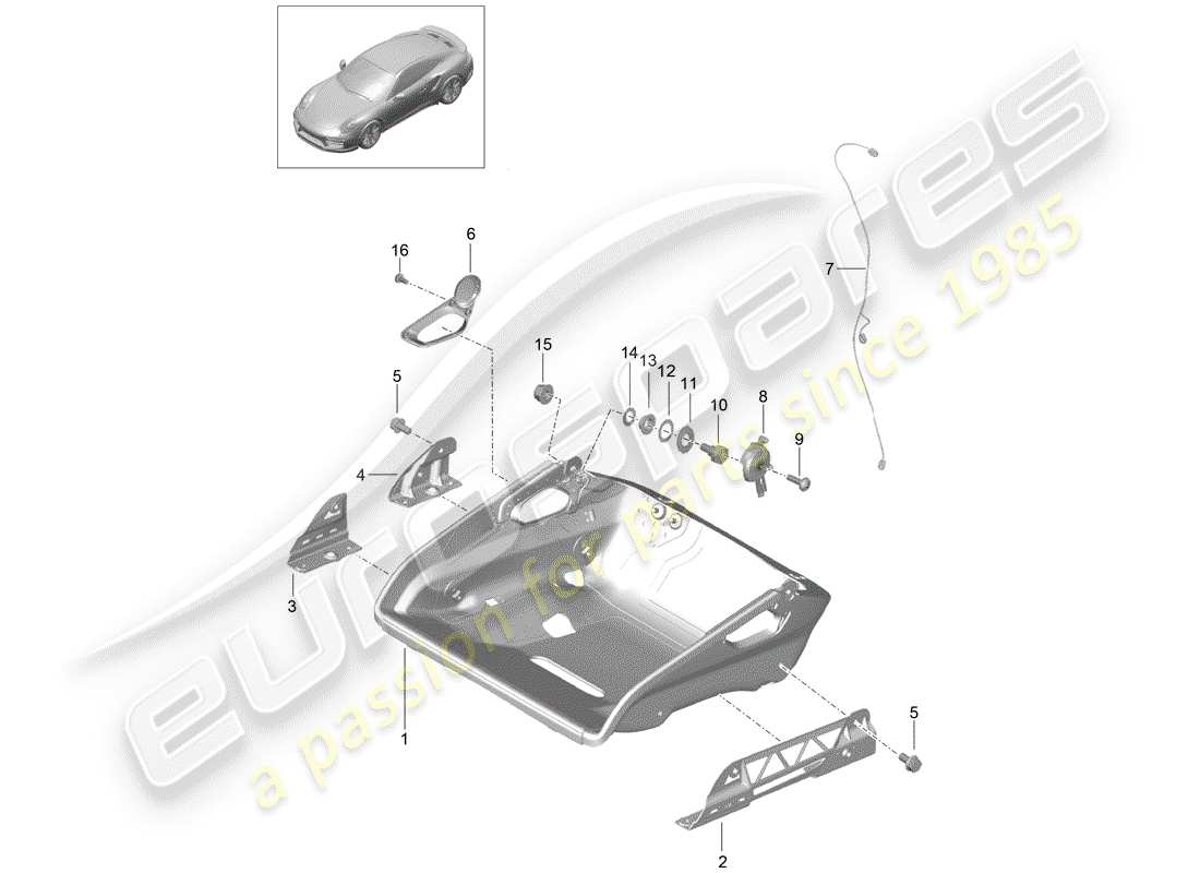 porsche 2015 (991-1 turbo) posto a sedere diagramma delle parti