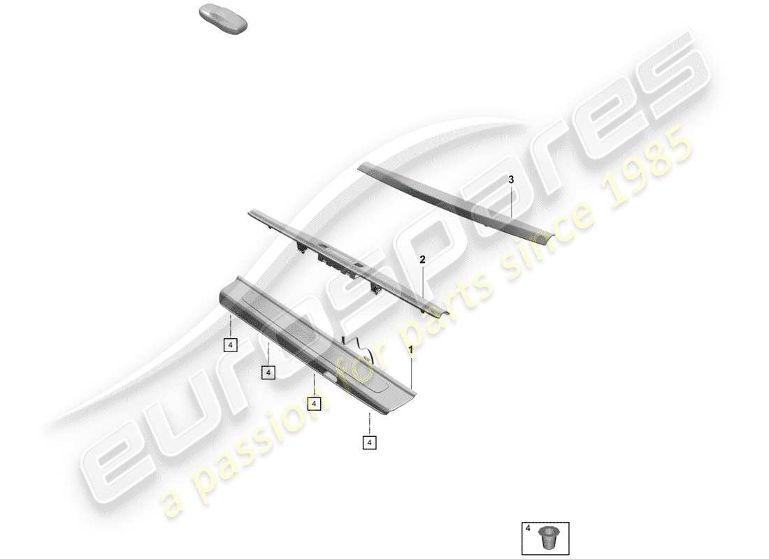 porsche 2020 (718 boxster spyder) battitacco - pannello sottoporta diagramma delle parti