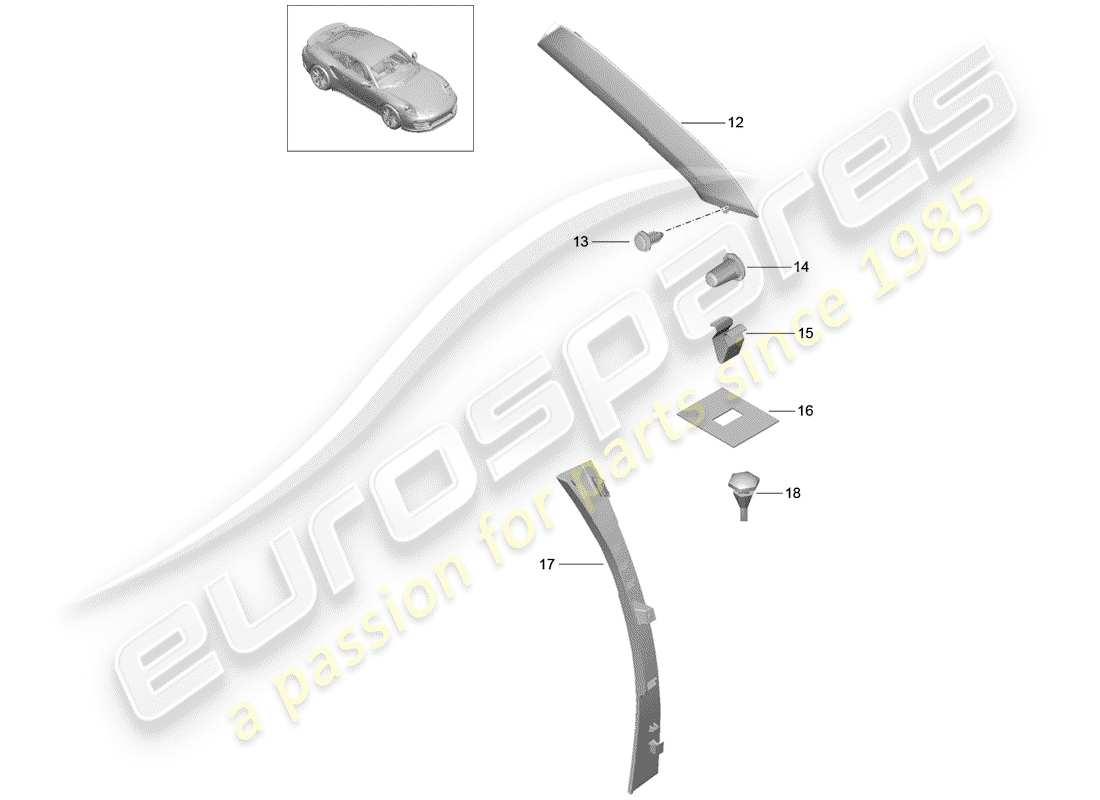 porsche 2016 (991-1 turbo) diagramma delle parti del montante a