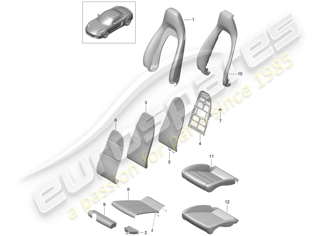 porsche 2016 (981 boxster) parte in schiuma diagramma delle parti