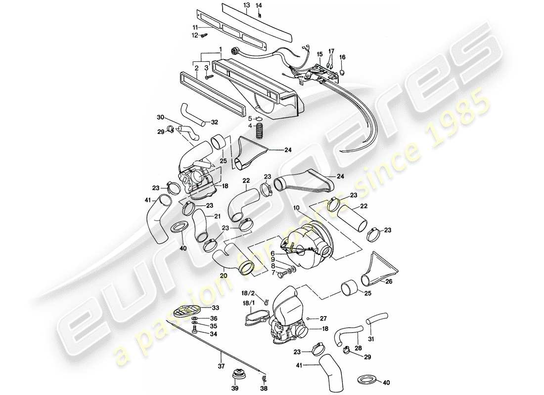 porsche 1977 (911) ventilazione - sistema di riscaldamento 2 - d - mj 1977>> schema delle parti