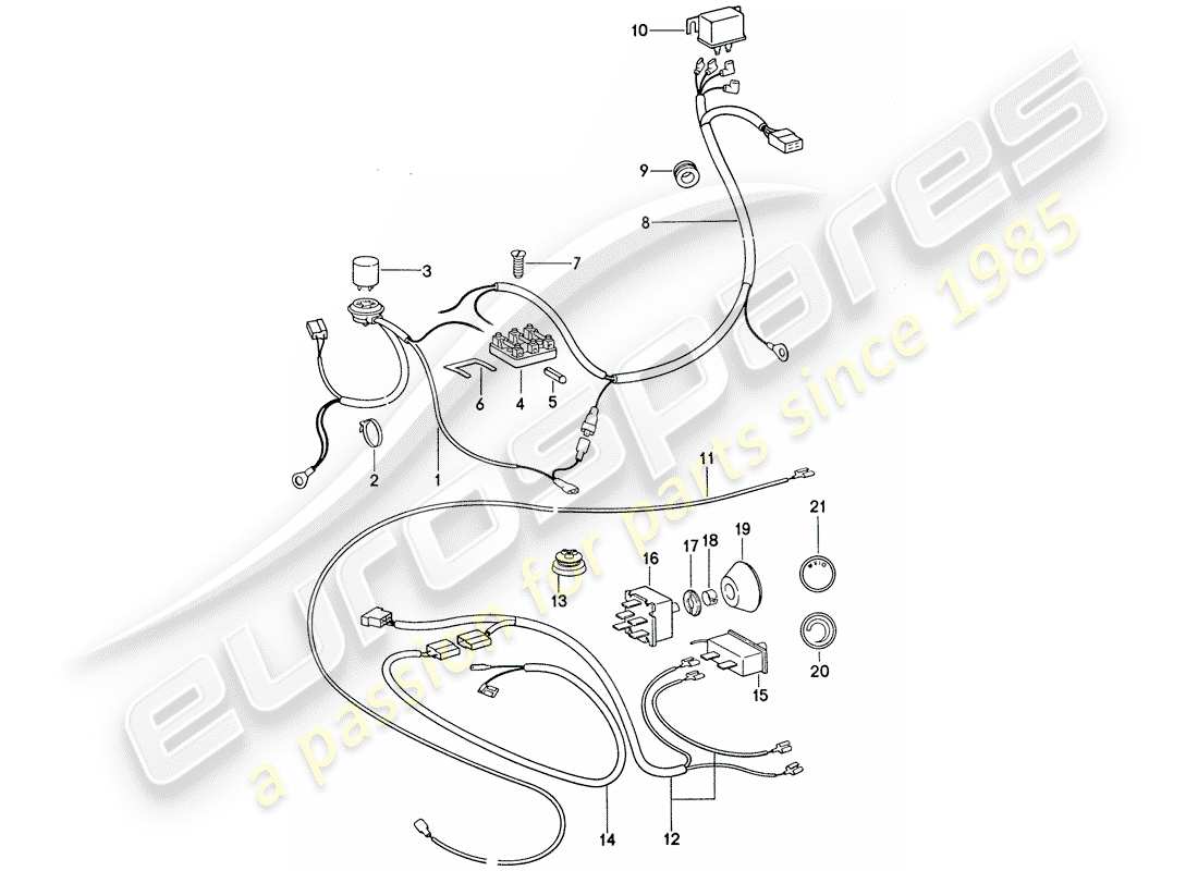 porsche 1977 (911) condizionatore - componenti elettrici diagramma delle parti
