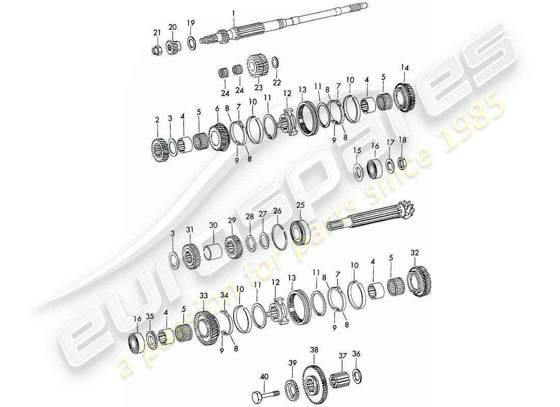 porsche 1973 (911) ingranaggi e alberi - sportomatic - d - mj 1972>> schema delle parti