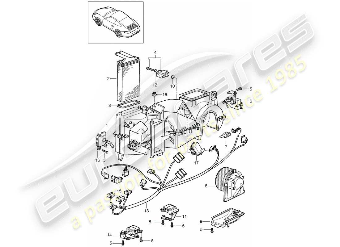 porsche 2011 (997-2) condizionatore diagramma delle parti