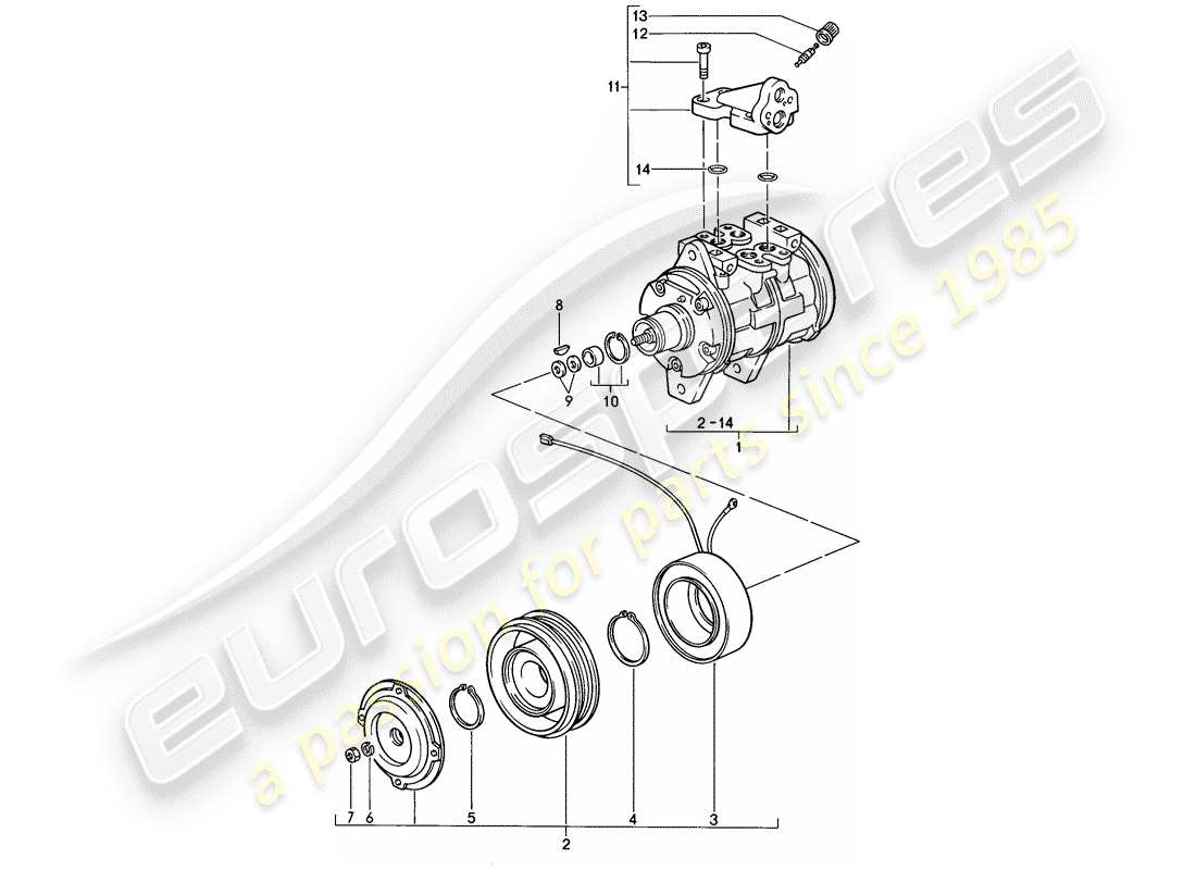 porsche 1986 (924s) compressore diagramma delle parti