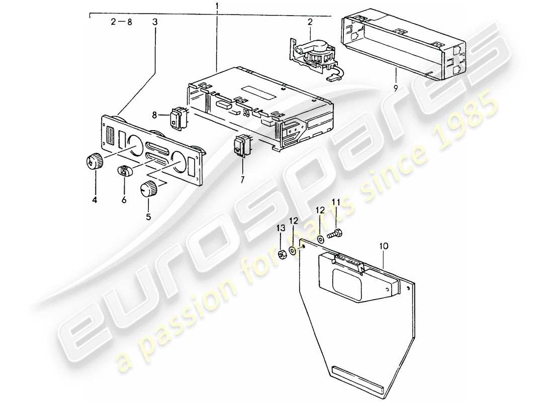 porsche 1992 (964) interruttore di comando - conducente diagramma delle parti