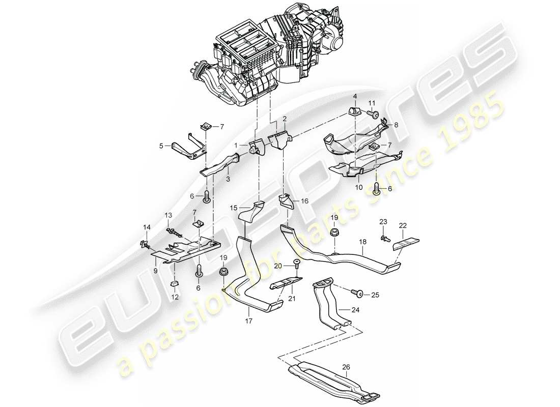 porsche 2008 (cayenne e1 9pa) distributore d'aria schema delle parti