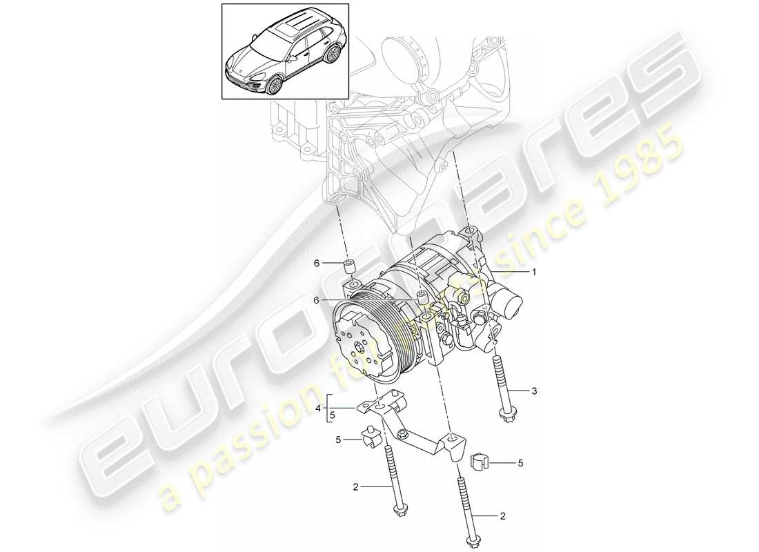porsche 2014 (cayenne e2 92a) diagramma delle parti del compressore