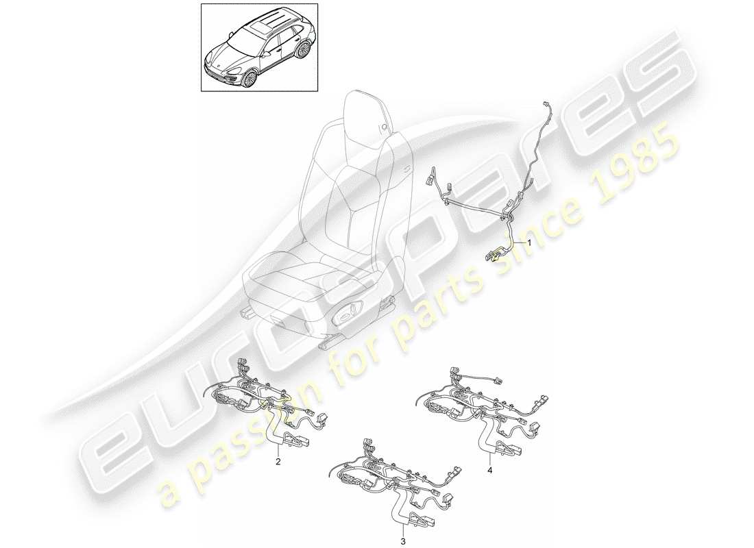 porsche 2014 (cayenne e2 92a) cablaggi elettrici schema delle parti