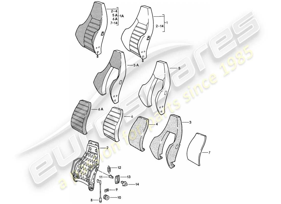 porsche 1981 (928) sedile sportivo - schienale - parti singole - d - mj 1980>> schema delle parti