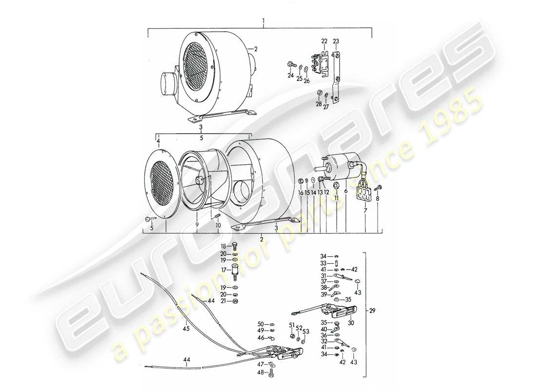 porsche 1963 (356b/356c) soffiante radiale - soffiante aggiuntivo - per installazione di servizio schema parte
