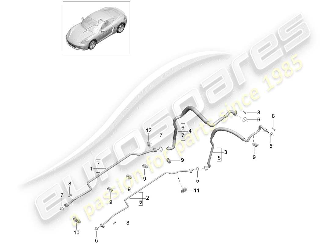 porsche 2019 (718 cayman) schema delle parti del circuito frigorifero