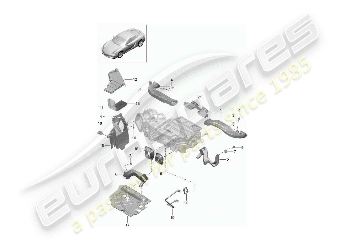 porsche 2016 (981 cayman) condotto dell'aria diagramma delle parti