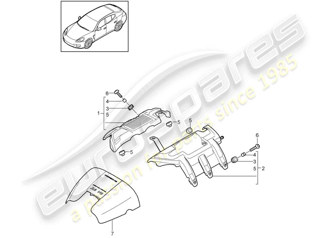 porsche 2010 (cayenne e1 9pa) copertura motore diagramma delle parti