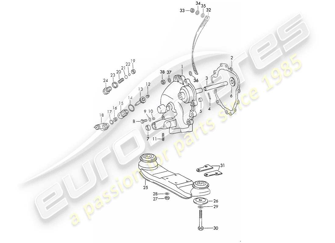 porsche 1973 (911) coperchio trasmissione - sospensione trasmissione - sportomatic - typ 905/21 - d - mj 1972>> schema delle parti