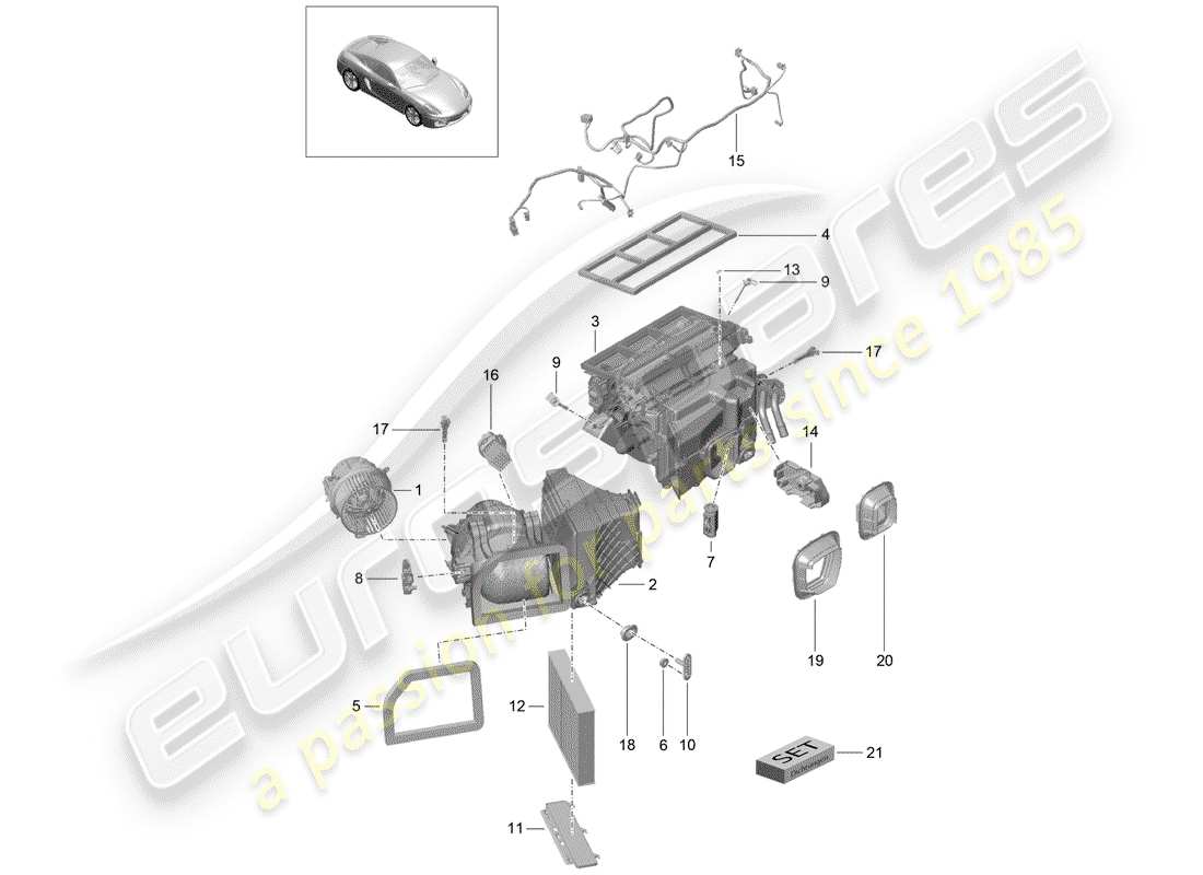 porsche 2016 (981 cayman) condizionatore diagramma delle parti